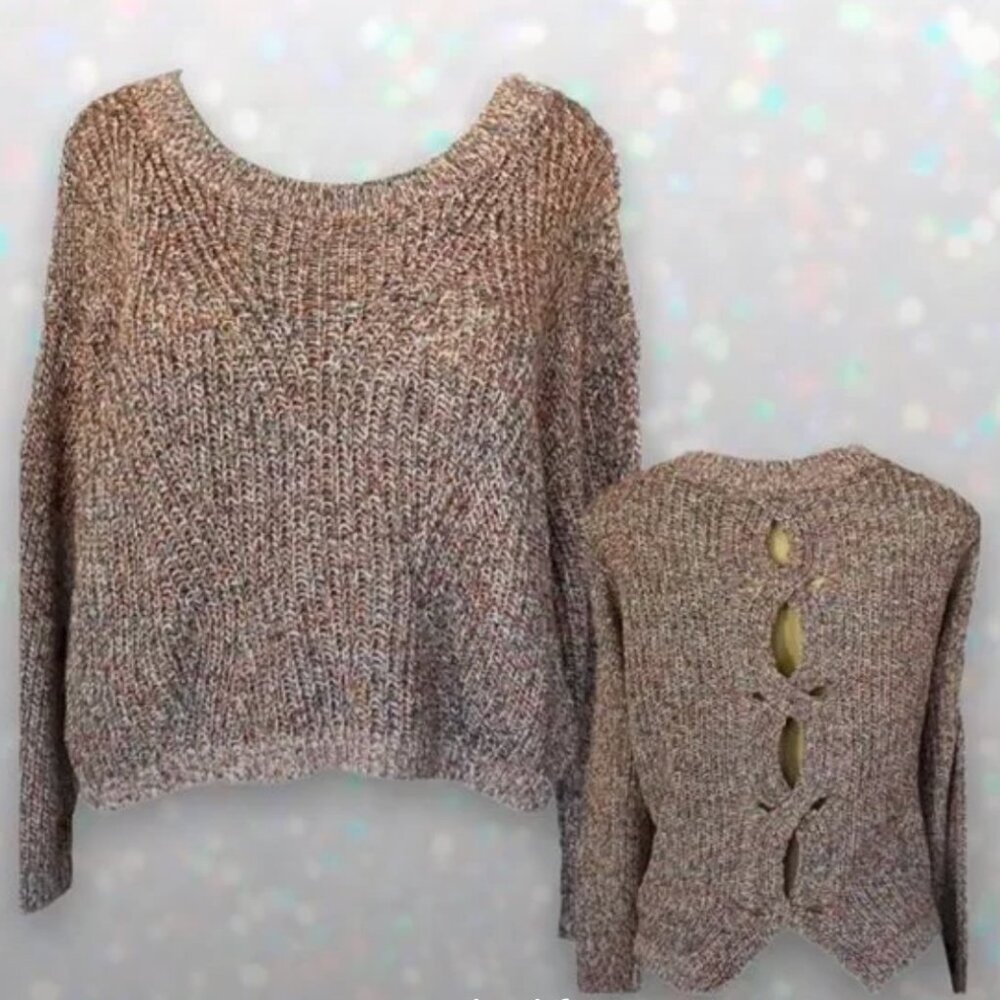Express Multicolor Knit Twist Keyhole Back Sweater